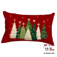 Christmas Tree Pillow Covers 12x20 Watercolor Stars 20" x 12" - Pack of 1 - Red