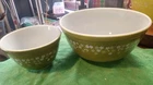 2 Vintage Pyrex #401 #403 Spring Blossom Green Crazy Daisy