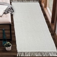Grey & Ivory Providence Throw, 2x6 Feet | Hand Woven Farmhouse, Great in Kitc...