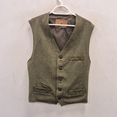 Laksen Amaretta Trim Herringbone Tweed Shooting Waistcoat Vest Size Large