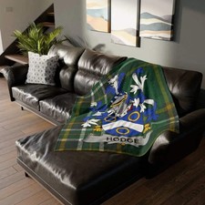 Hodge Coat Of Arms Irish Tartan Heritage Blanket