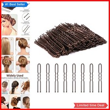 U Shaped Hair Pins 200 Count Brown Metal Ball Tip Wavy Hold for Buns Updos