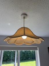 Vintage Retro Large Wicker Rattan Scalloped Ceiling Light Shade 45cm