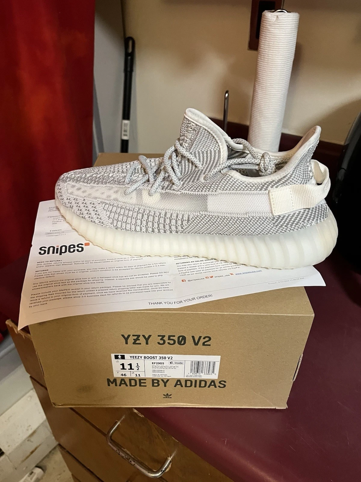 Taglia 11.5 Adidas Yeezy Boost 350 V2 statiche antiriflesso