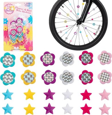 24 Pcs Bike Spokies Flower & Star Wheel Attachments Colorful Easy Snap On