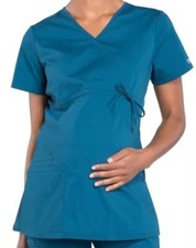 Cherokee Women's Maternity Scrub Top with 3 Pockets Mock Wrap WW685 XL
