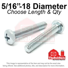 5/16"-18 Phillips Pan Head Machine Screws Bolts Zinc Coarse (Pick Length & Qty)