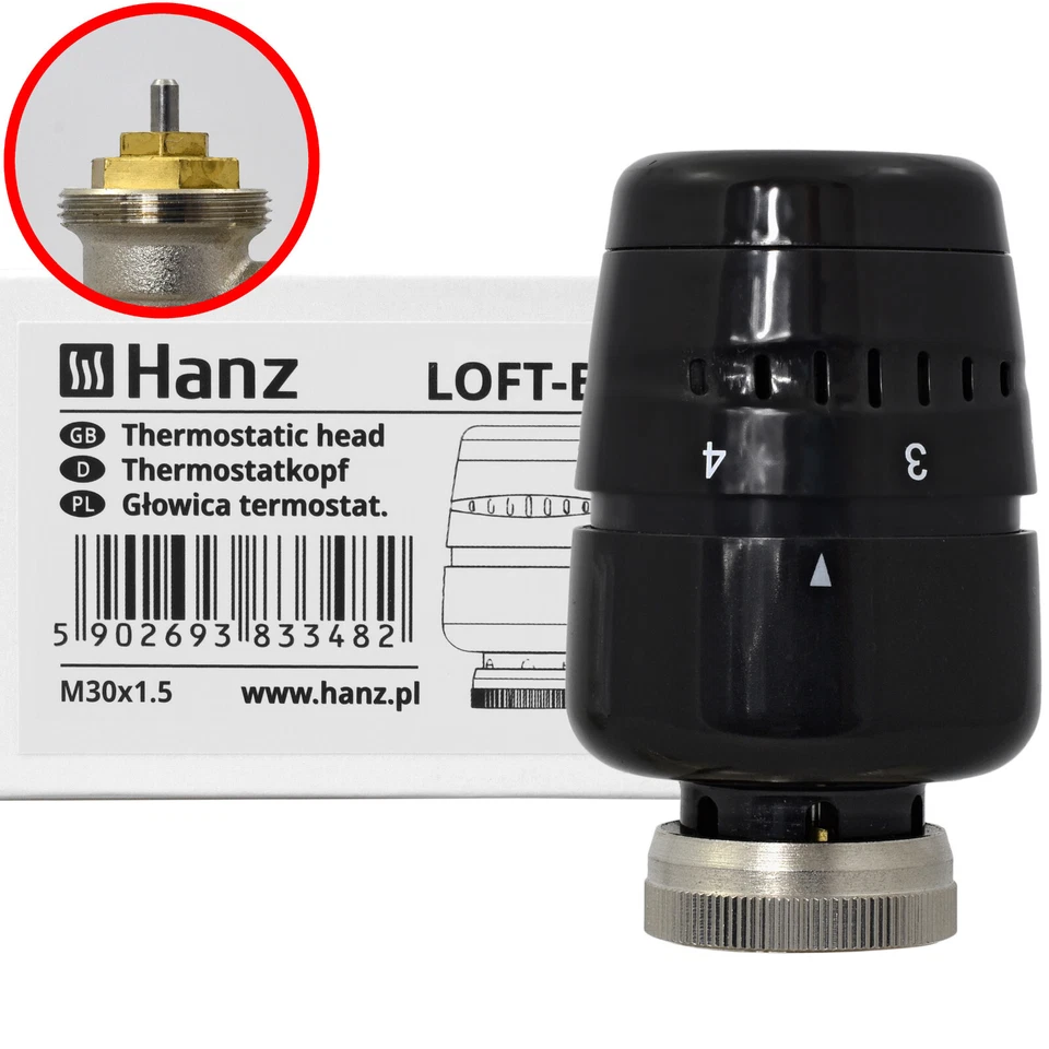 Heizkörperregler Neu Design Thermostat Heizungsregler Schwarz Weiss Grau HANZ DE - Bild 4 von 4