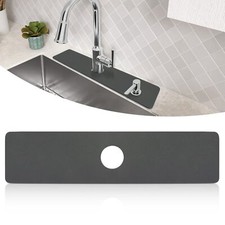 Gray Sink Splash Guard Mat Cuttable Design Super Absorbent Non Slip 24x5.5 Inch