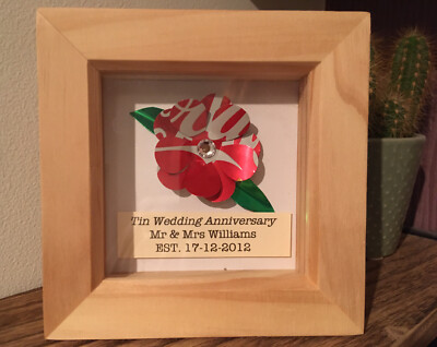 Personalised Handmade 10th Wedding Anniversary Box Frame Gift. Tin Can ...