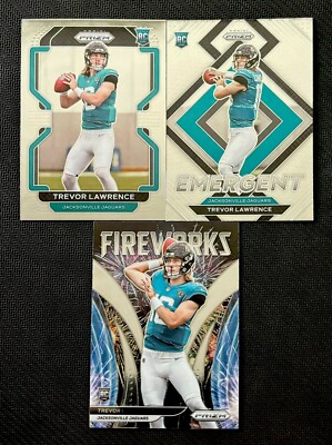 (3) Trevor Lawrence RCs 2021 Panini Prizm #331 & Emergent #E-1 ...