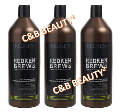 REDKEN BREWS Daily Shampoo 33.8oz/1000ml *SEALED* Lot of 3 *NEW *FREE SHIPPING