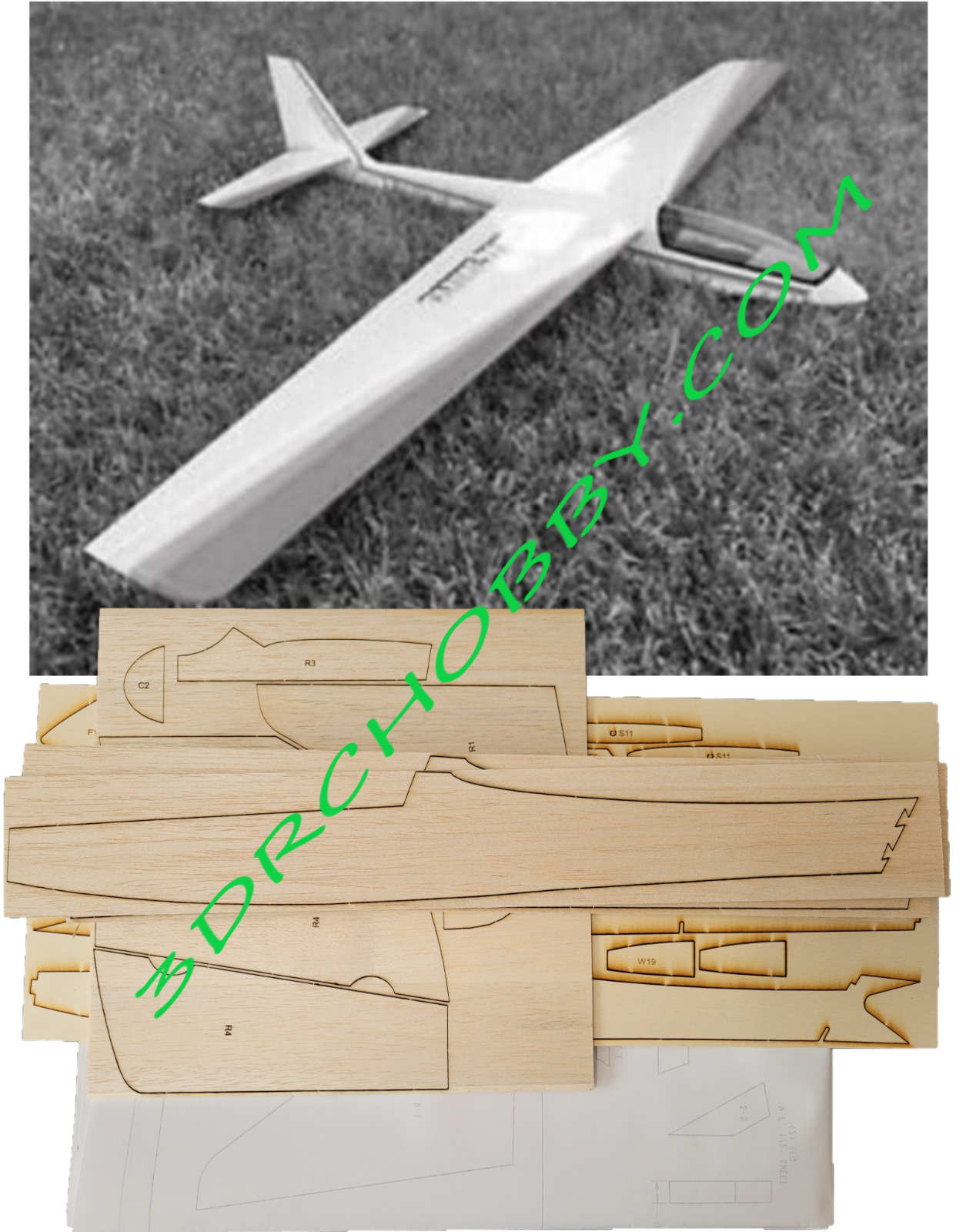 Divine Wind 65" Wingspan RC Airplane Kit Laser Cut Balsa & Ply Short ...