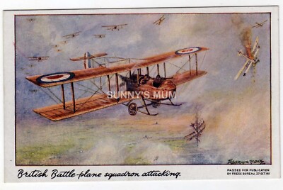 LUFTFAHRT, ROYAL FLYING CORPS, BRITISH BATTLE PLANE SQUADRON ATTACKING