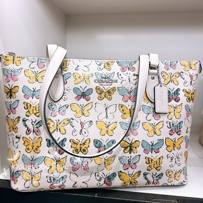 NWT Coach Gallery Tote Bag With Butterfly Print CAR36