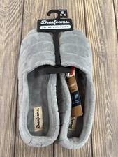 Dearfoams Womens Total Comfort Memory Foam Slippers Gray S 5-6 Indoor/Outdoor