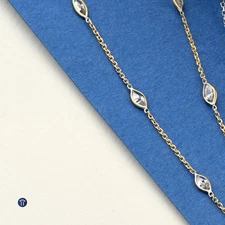 2 Ct Marquise Diamond Station Necklace in 14k White or Yellow Gold 18" Length