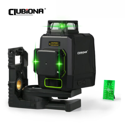 CLUBIONA 12 Lines 3D Green/Red Beam Laser Level Self-Leveling Cross Line Measure
