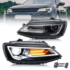VLAND Pair Headlights Led DRL Set For 2011-2018 VW Jetta MK6 Front Lamp Assembly