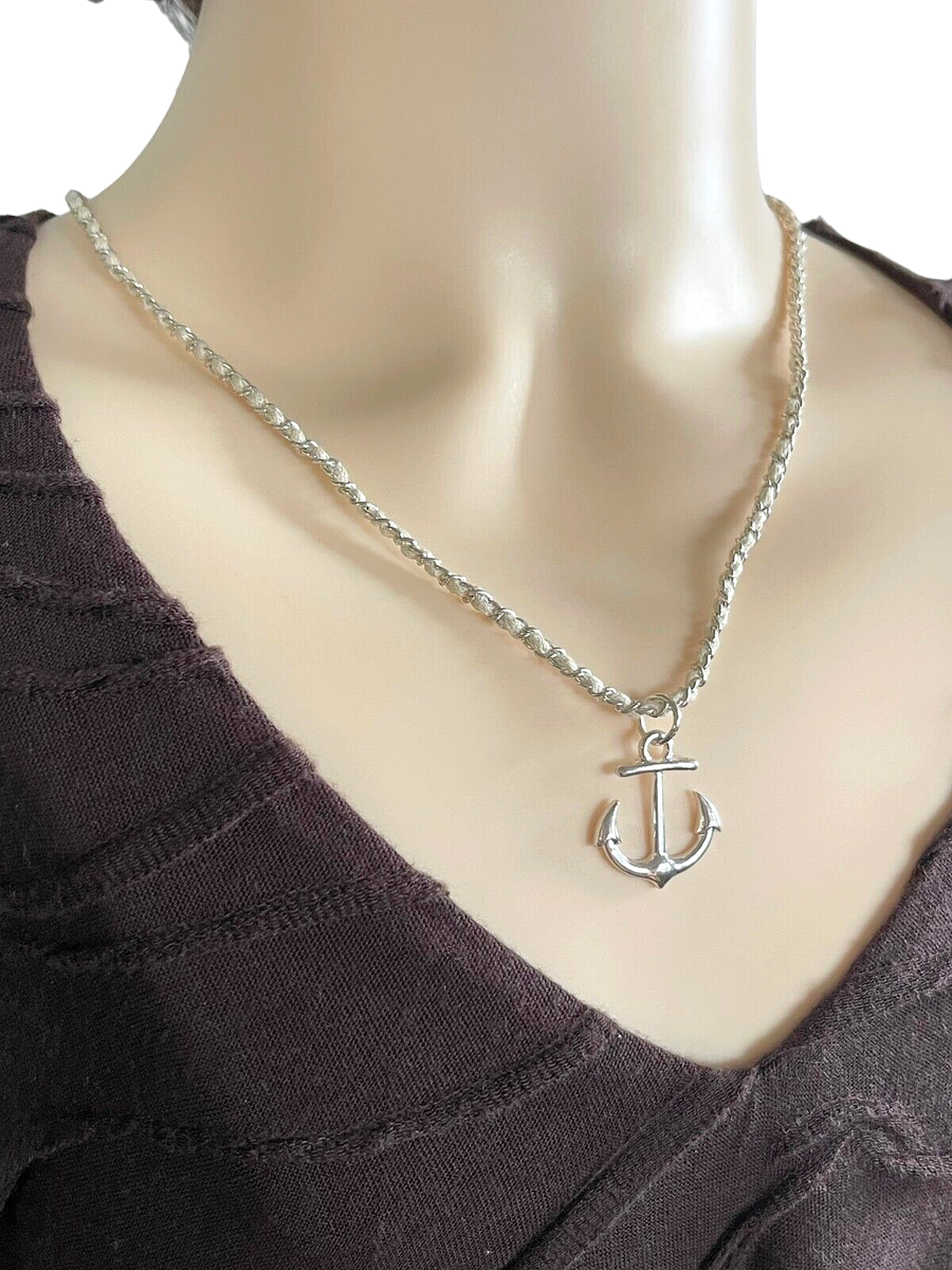Necklace Anchor Pendant Decorative Handmade Natural White Rope