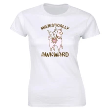 Majestically Awkward with Llama Unicorn Image T-Shirt for Women