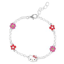 Hello Kitty Flower Station Bracelet Authentic Silver Plated Bracelet