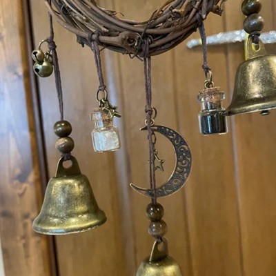 Door Handle Witch Bell Ornament Hanging Clear Bottle Moon Star Charm Tassels