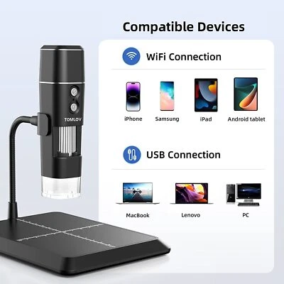 TOMLOV Wireless WiFi Digital Microscope Camera USB 1000X Coin Magnifier for ipad
