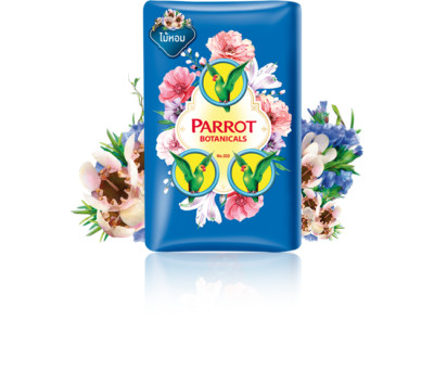 Original Thai Parrot Botanicals Fragrance BLUE Soap Scented Wood 55g.Bar