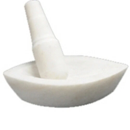 Anupam Craft Handmade Durable White Marble Imam Dasta Mortar and Pestle Set 15