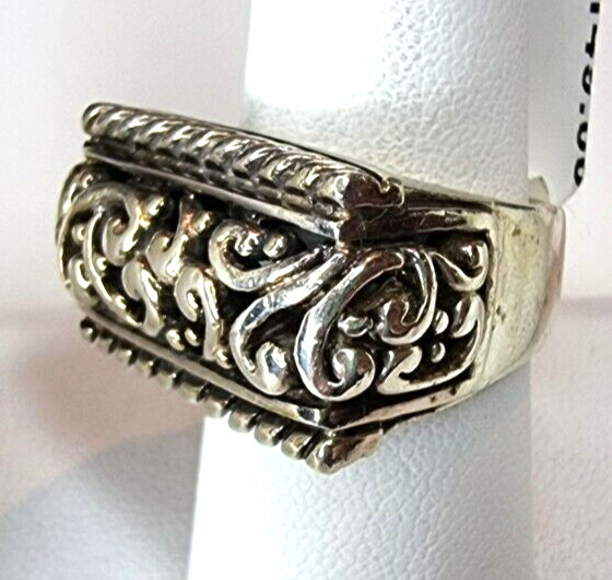 RECTANGULAR LARGE ORNATE 925 STERLING SILVER RING… - image 4