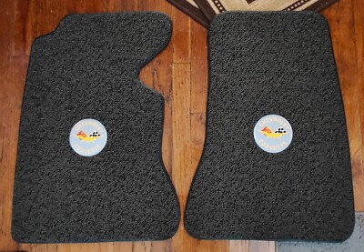 Corvette C1 2 pc Carpet Floor Mat Auto Custom Carpets Salt & Pepper Black Unused