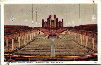 Interior Mormon Church Jesus Christ Great Tabernacle Salt Lake City UT Postcard