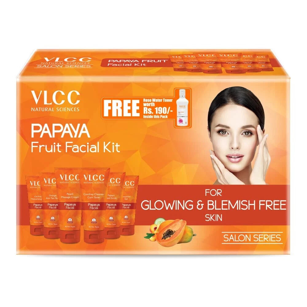 VLCC Papaya Facial Kit with Free Rose Water Toner 300gm + 100ml