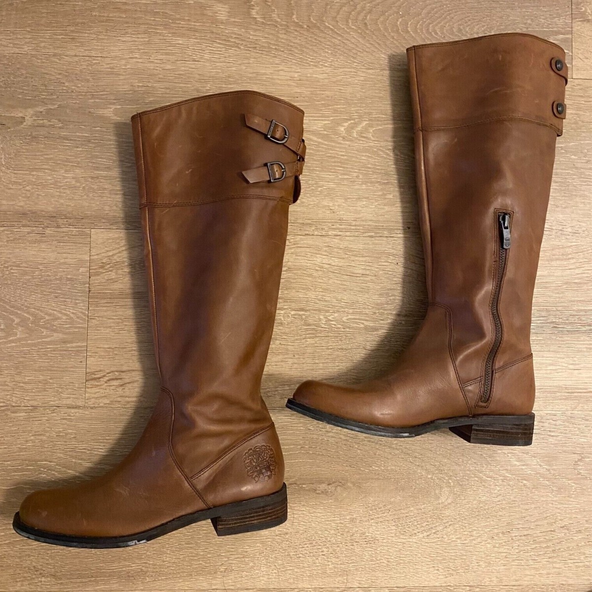 Vince Camuto Keaton Brown Leather Tall Knee High Riding Boots Women Size 7B