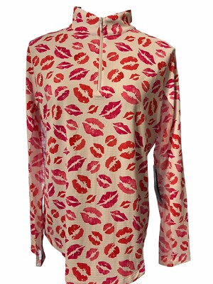 IBKUL Icefil  1/4 Zip Neck Long Sleeve Mock Neck Top XXL Kiss Me Kate Hot Pink