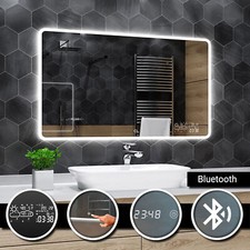 OSAKA ILLUMINATO LED specchio del bagno BLUETOOTH TOCCO Orologio meteorologica
