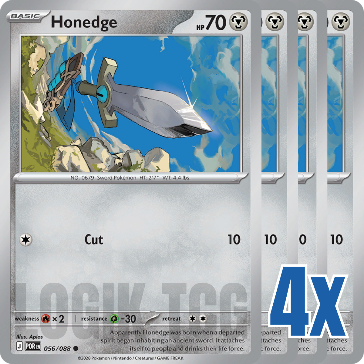 4x Honedge 056/088 x4 - Perfect Order - Pokemon TCG - Playset