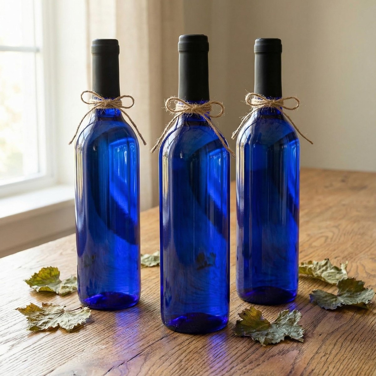 8 Pack 750ml Plastic Wine Bottles, Blue Empty Bordeaux Bottles