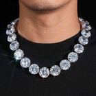 Used-10mm-8.5+22in 5A Zircon Tennis Chain Bracelet Necklace 316L Stainless Steel — photo 4