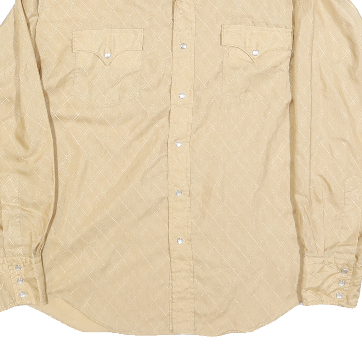 Mens Beige Patterned Shirt Button Long Sleeve L V… - image 5