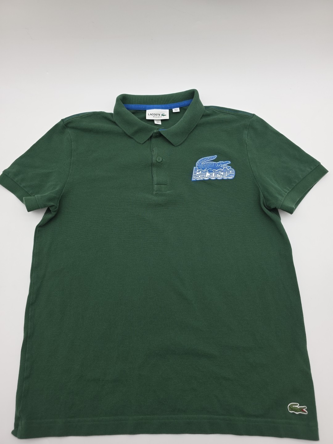 Lacoste Polo Shirt Men Size 4 Green  Logo Embroidered 100%. Cotton .#42555