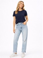Womens M&S Boyfriend Jean Ankle Grazer Light Indigo Relaxed Fit Torn Denim