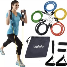 Resistance Bands Set Yoga Pilates Latex Exercise Fitness Tube Workout Band 11PCS
