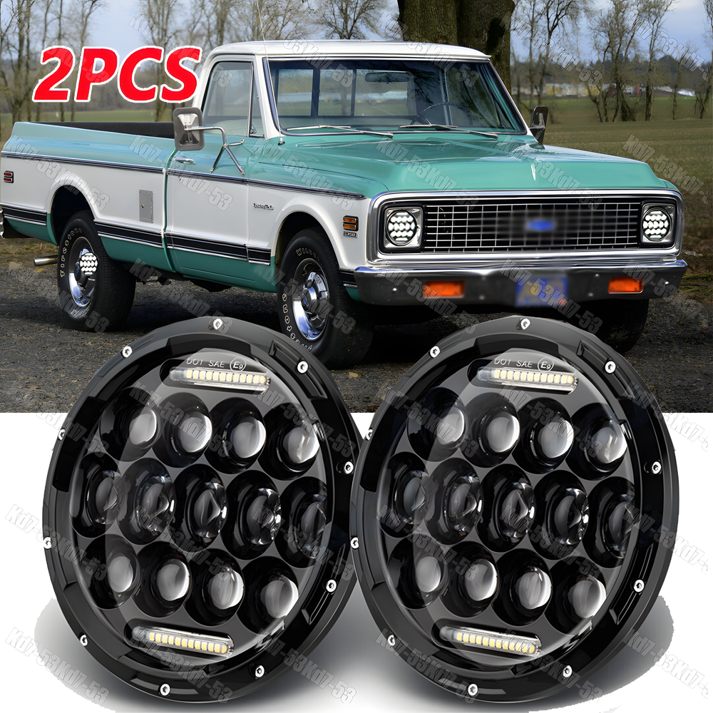 DOT 7-inch Round LED Headlights High Low Beam for Chevy C10 C20 Pickup Truck Pair