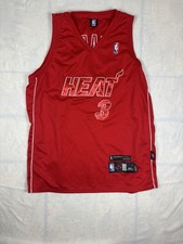 Maglia cucita vintage NBA Reebok Miami Heat Dwyane Wade giorno di Natale 2XL rossa