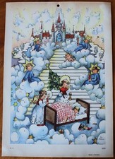 stary kalendarz adwentowy, U. ORTLIEB, lata 50., Wydawnictwo Paul Meyer, Brema, nr 8