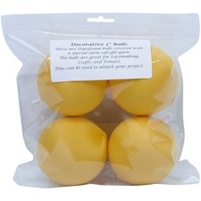 Decorative Satin Covered Styrofoam Balls 3" 4/Pkg Bright Gold