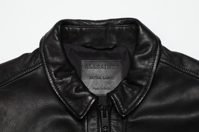 AllSaints Lark Bomber Jacket Size Extra Large in Black Leather | eBay