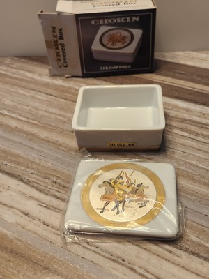 Chokin 24K Gold Edged Box Samurais On Horseback See Details